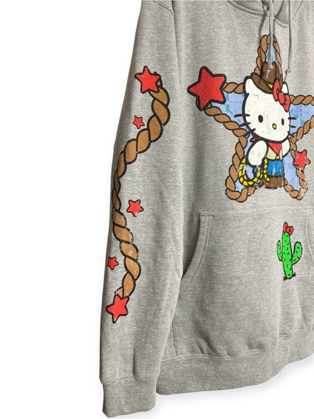 NWT A.LAB × Hello Kitty Cowgirl Hoodie Size Large Heather Grey Sanrio Collab - Picture 2 of 5